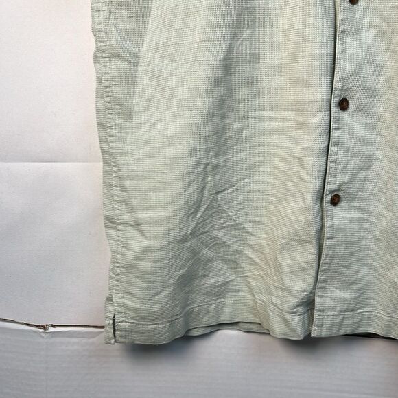 J. Crew Factory BZ120 Dobby Textured Short sleeve Camp Shirt large NWOT Green - Picture 5 of 10